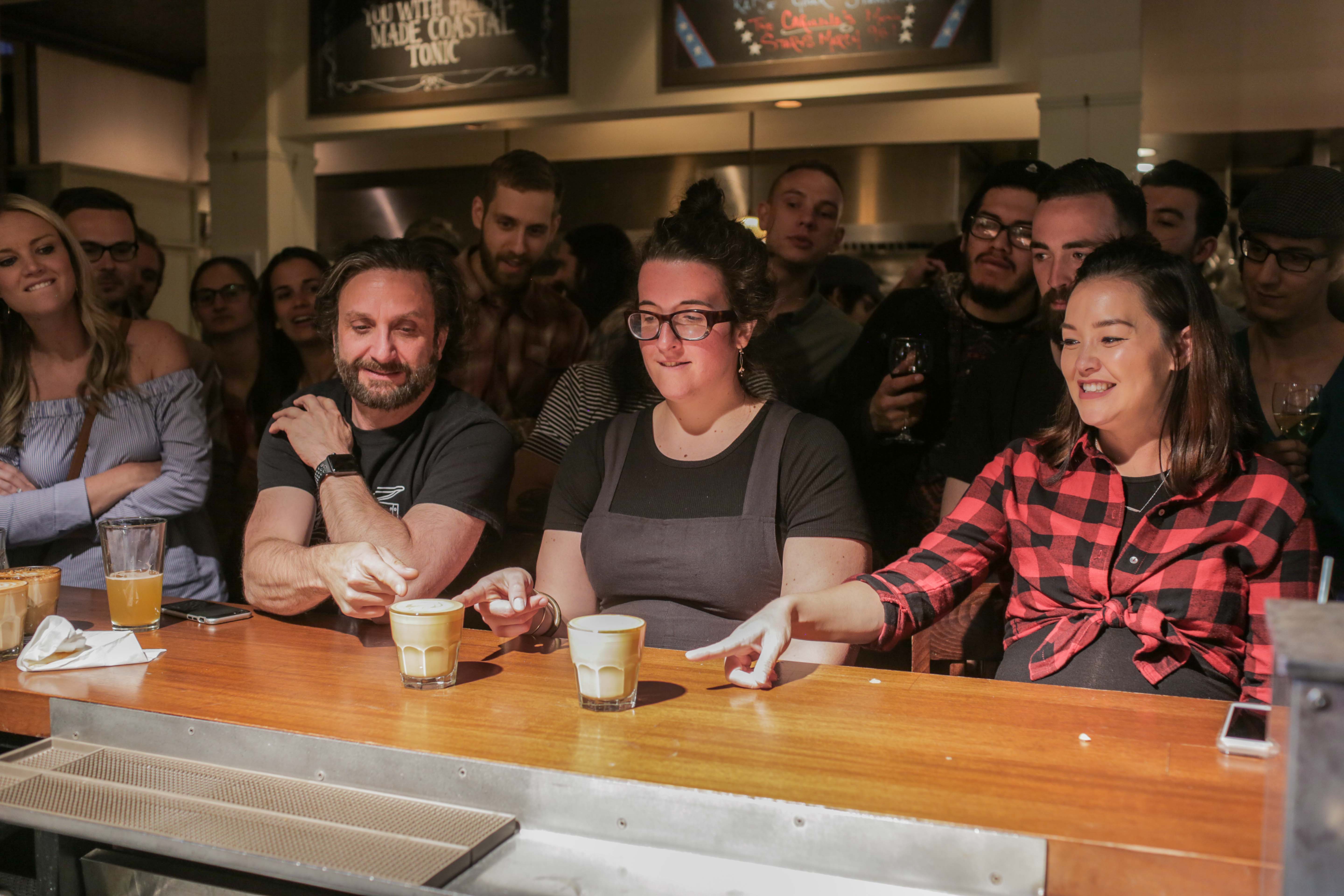 Our honorary Slayer TNT judges pane from the Left, Jason Prefontaine -Founder & President Slayer Espresso, Alexis Hyde- Caffe Vita Educator, Sonja Chang- Seattle food blogger @Seattle_Bites (Instagram). 